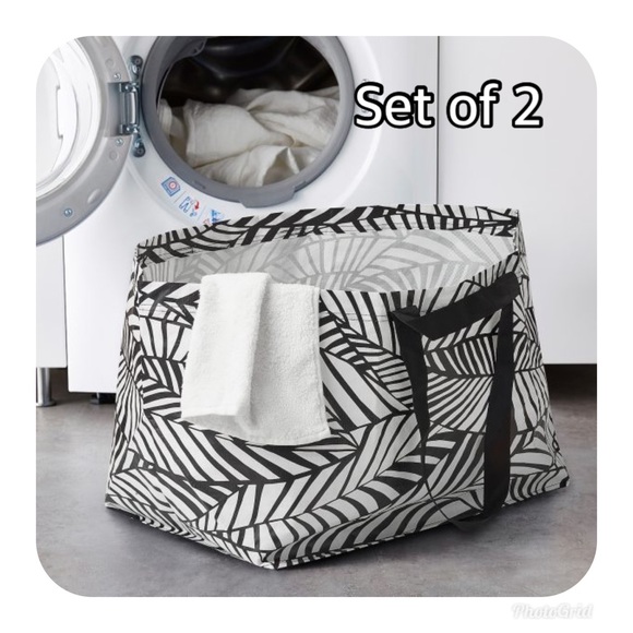 IKEA SLUKIS Frakta Shopping Bag; Large Black White "Leaf" Like Design;19 Gallons - Picture 9 of 9